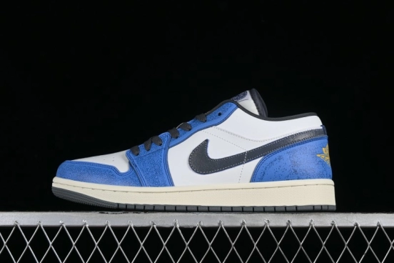 Nike Air Jordan 1 Low Flight Vintage Retro Sneakers in White and Blue - FV8439-104
