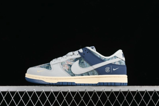 Nike SB Dunk Low CLOT Collaboration - Gray Blue Knit Anniversary Custom Low-Top Casual Skate Shoes - JH8310-950