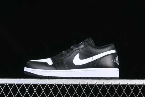 Nike Air Jordan 1 Low Retro Basketball Shoes in Black and White - 553558-043