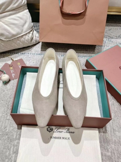2025 Women LP Beige Suede Ballet Flats LY00320