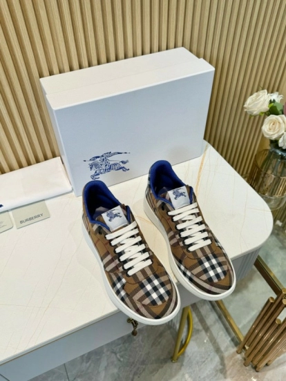2024 Men Burberry Brown Black White Canvas Casual Sneakers MJ00320