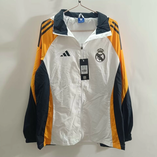25/26 Real Madrid White Hooded Mid-length Jacket