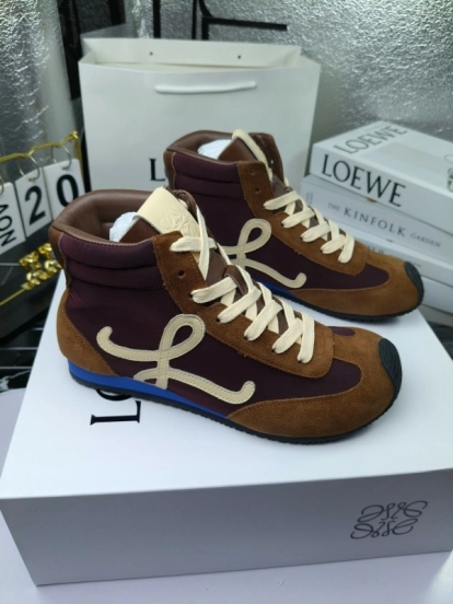 LOEWE High-Top German Training Sneakers Retro Fashion Casual White Shoes - LY00330