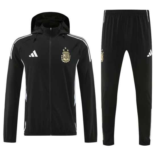 25/26 Argentina Black Full zipper Jacket Tracksuit+ long pants