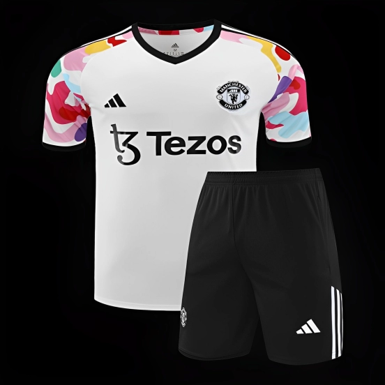 24/25 Manchester United White Short Sleeve Jeresy+Shorts