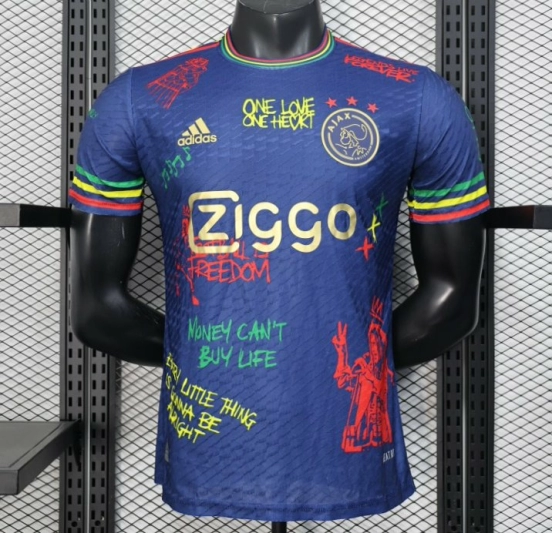 Player Version 25/26 JAjax Jersey with Bob Marley Tribute Design and Inspirational Quotes
