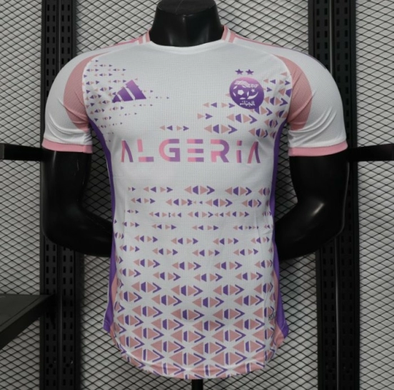 Player Version 2025 Algeria White-Pink with Geometric Pattern Jersey