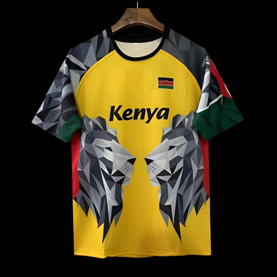 2026 Kenya Yellow Geometric Lion Jersey