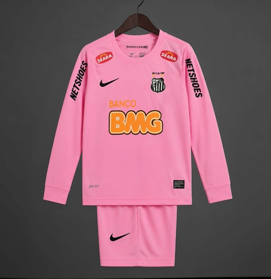 Retro 12/13 Kids Santos Away Pink Long Sleeve Jersey