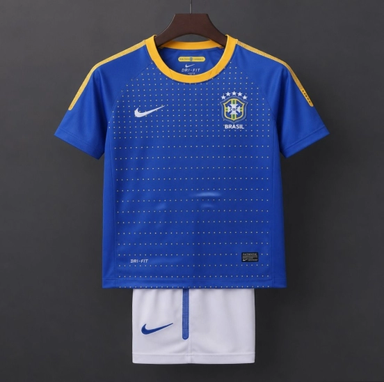 Retro 2010/11 Kids Brazil Blue & White Away Jersey