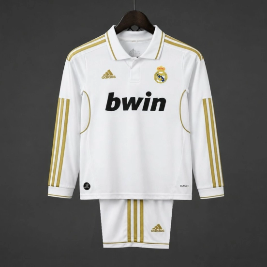 Retro Kids 11/12 Real Madrid Home Long Sleeve Jersey